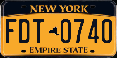NY license plate FDT0740