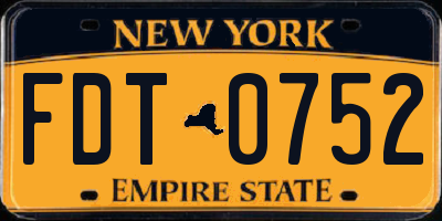 NY license plate FDT0752