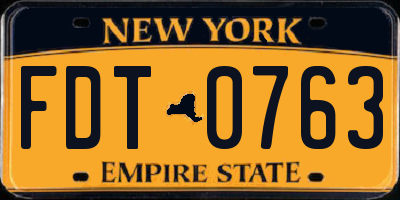 NY license plate FDT0763