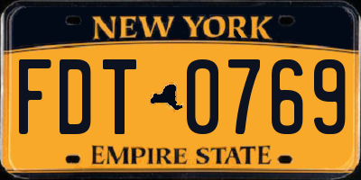 NY license plate FDT0769