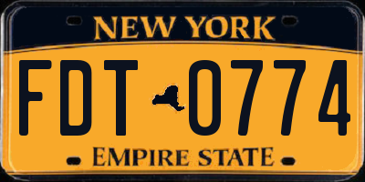 NY license plate FDT0774