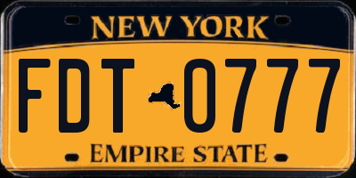 NY license plate FDT0777