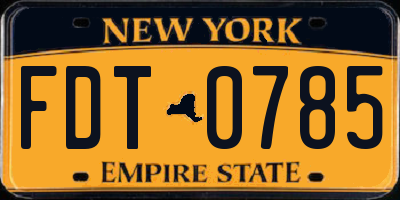 NY license plate FDT0785