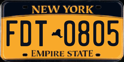 NY license plate FDT0805