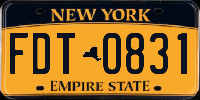 NY license plate FDT0831