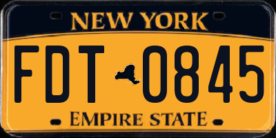 NY license plate FDT0845