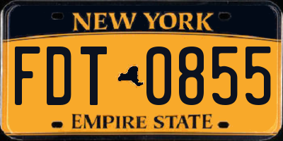 NY license plate FDT0855