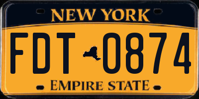 NY license plate FDT0874