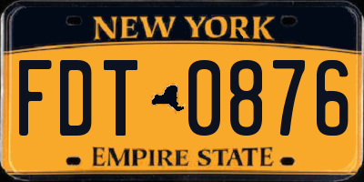 NY license plate FDT0876