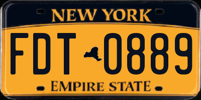 NY license plate FDT0889