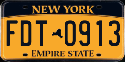NY license plate FDT0913