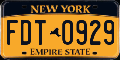 NY license plate FDT0929