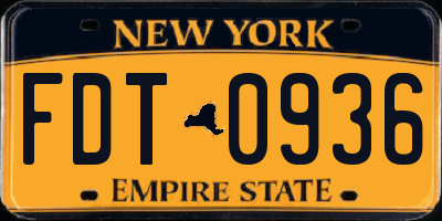 NY license plate FDT0936