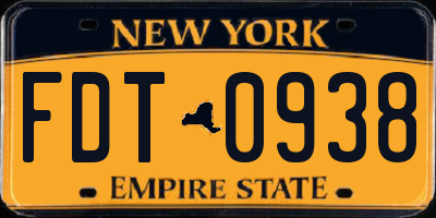 NY license plate FDT0938