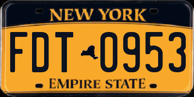 NY license plate FDT0953