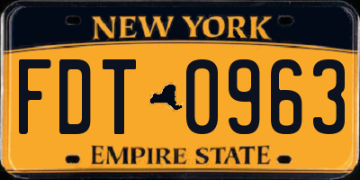 NY license plate FDT0963