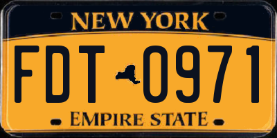 NY license plate FDT0971