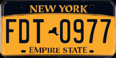 NY license plate FDT0977