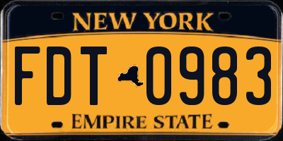 NY license plate FDT0983