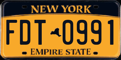 NY license plate FDT0991