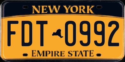 NY license plate FDT0992
