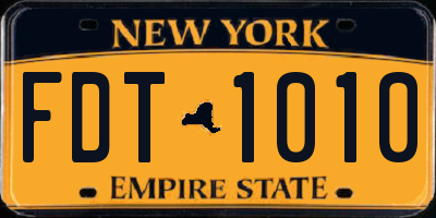 NY license plate FDT1010