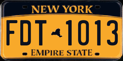 NY license plate FDT1013