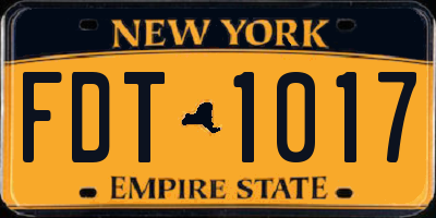 NY license plate FDT1017