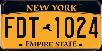 NY license plate FDT1024