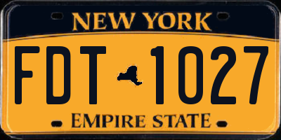 NY license plate FDT1027