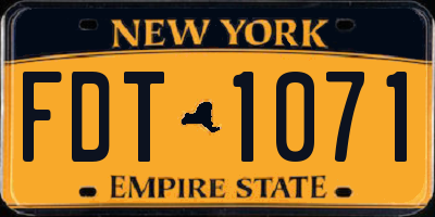 NY license plate FDT1071