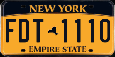 NY license plate FDT1110