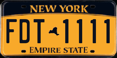 NY license plate FDT1111