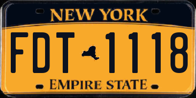 NY license plate FDT1118