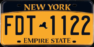 NY license plate FDT1122