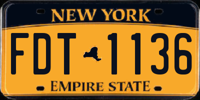 NY license plate FDT1136