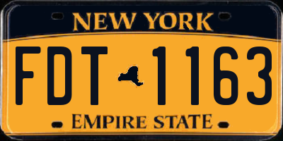 NY license plate FDT1163