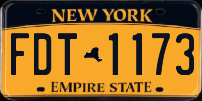 NY license plate FDT1173