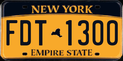 NY license plate FDT1300