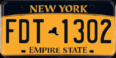 NY license plate FDT1302