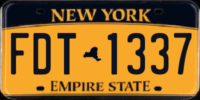 NY license plate FDT1337