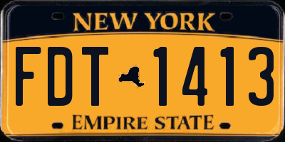 NY license plate FDT1413