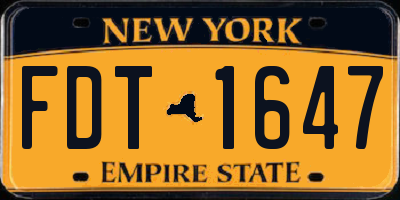 NY license plate FDT1647
