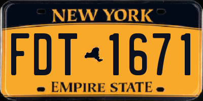 NY license plate FDT1671