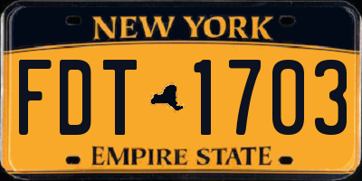 NY license plate FDT1703