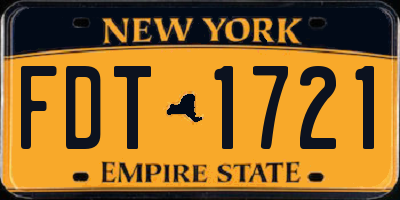 NY license plate FDT1721