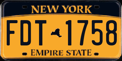 NY license plate FDT1758