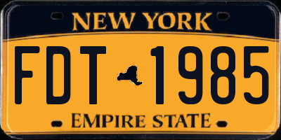 NY license plate FDT1985