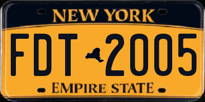 NY license plate FDT2005