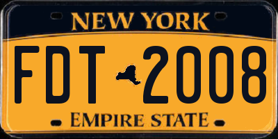 NY license plate FDT2008